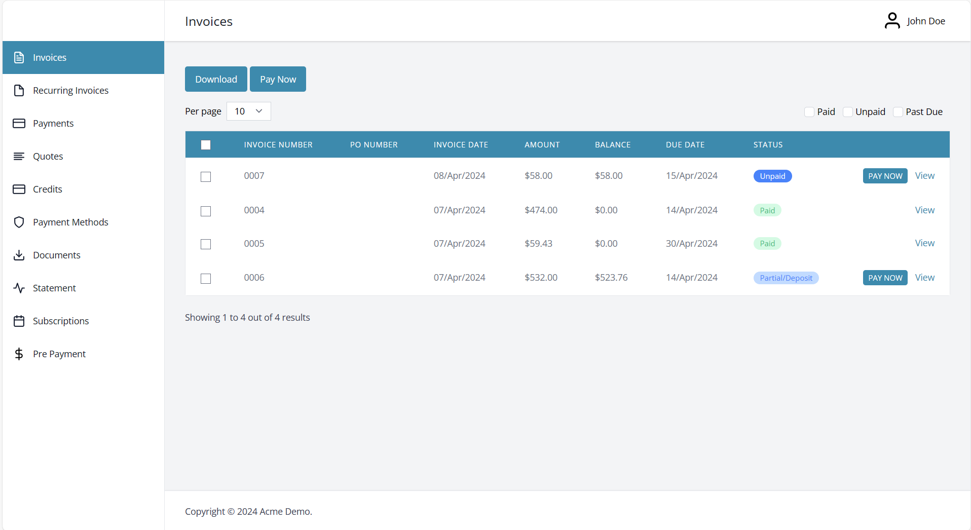 Fattura Client Portal